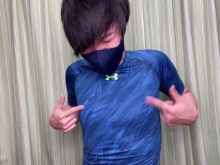 ジム帰り早々にチクニーしてイってしまうヘンタイ大学生【乳首オナニー動画】