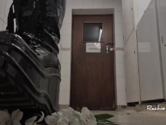 Flowers get crushed by my big latex platform boots 