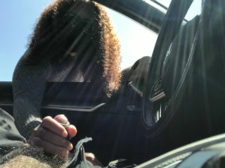 Sexy Ebony_Strokes Stranger in Public for Cash(car Cumshot)