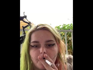 vertical video, coloredhair, smoking, smoking cigarette