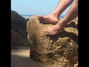 Preview 1 of Sandy feet - Salted soles - Manlyfoot’s Big male feet in public southside nudist beach in australia