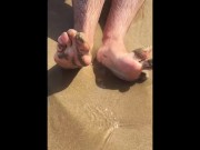 Preview 2 of Sandy feet - Salted soles - Manlyfoot’s Big male feet in public southside nudist beach in australia