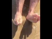 Preview 3 of Sandy feet - Salted soles - Manlyfoot’s Big male feet in public southside nudist beach in australia