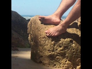 Sandy Feet - Salted Soles - Manlyfoot’s Big Male Feet in Public Southside Nudist Beach in Australia