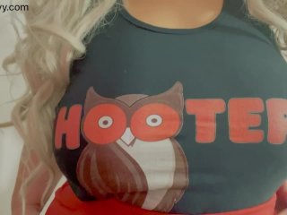 hooters girl, blonde big boobs, big tits, nipples