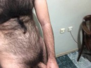 Preview 2 of Amateur very hairy model jerking of and perfect big cum on legs