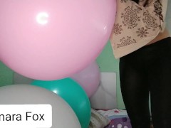 Inflating big balloons - Blowing into huge balloons 