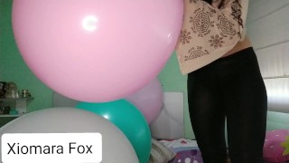 Inflating big balloons - Blowing into huge balloons