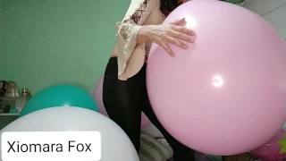 Inflating big balloons - Blowing into huge balloons 