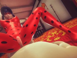 LadyBug: Rubs Her Ass_in Latex with a_Hard Cock