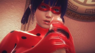 LadyBug: rubs her ass in latex with a hard cock