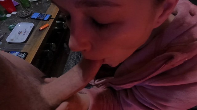 Up Close Blowjob, Swallows his Load! Curved Dad Dick!