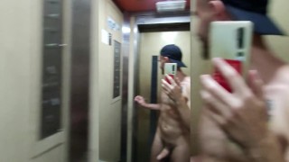 Xisco fully naked inside the lift and jerk off