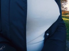 Boobwalk: White Shirt and Coat in Fall