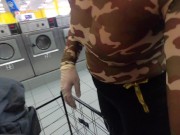 Preview 1 of Sister in law in see through army shirt doing laundry