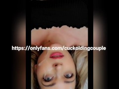 Hotwife gets facial by bull and makes cuck eat It