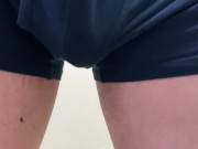 Preview 1 of Pleaking Video Morning Pee Closeup Springing Through Pants,4K