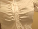 Crossdresser, bra is seen through the blouse!
