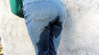 My strong pissing in my jeans on public place