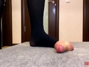 Preview 4 of Mistress has fun by trampling and shaking a dick on a box with a sexy foot EasyCBTGirl