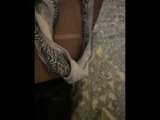 Preview 2 of I record my handjob POV after long time smelling dirty pantie wearing sexy panties, bra, erotic dres