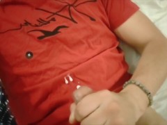 puppyzmo cums on a red t-shirt