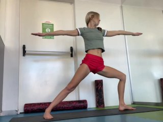 teen, gym trainer, yoga sex, blonde