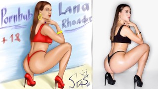 Fan Art van topactrice Lana Rhoades (het frame is afkomstig van de video BLACKED)