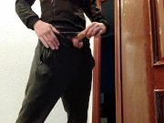 Preview 1 of Handjob From Hot Amateur Guy With Big Cock, Shoots At The Door