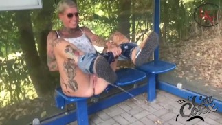 Pee at the public bus stop