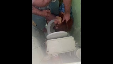 She occupied the toilet and was roughly used as a toilet and pissed over and into mouth then fucked