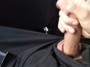 Preview 4 of Dirty Man Masturbating Big Fat Cock in Car at Work Break! Hot!