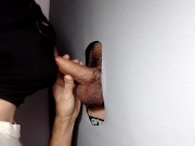 Preview 2 of Very hot straight boy with precum and lots of milk, first time at gloryhole