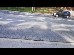 Sissy in bra and panties exposed in public