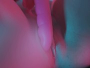 Preview 5 of Neon school girl plays with her tight pussy and squirts.
