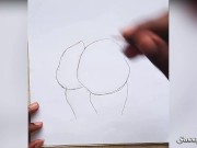 Preview 3 of Big Ass Instagram Model Nude || Pencil Drawing sexy Art