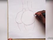 Preview 4 of Big Ass Instagram Model Nude || Pencil Drawing sexy Art