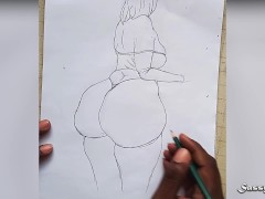 Big Ass Instagram Model Nude || Pencil Drawing sexy Art