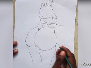 Big Ass Instagram Model_Nude Pencil Drawing Sexy Art