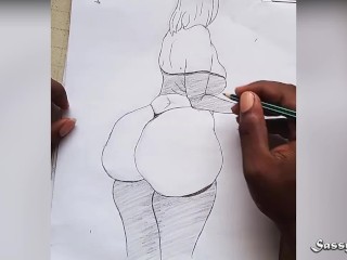 Modelo do Instagram com Bunda Grande Nua || Desenho De Lápis Sexy Art