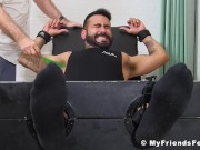 Preview 4 of Handsome bearded hunk bound for kinky body and feet tickling