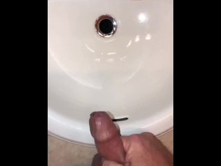 exclusive, bathroom sink, piss and cum, male pissing