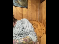Tattooed stoner nerd has a holy fuck orgasm