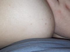 Riding his cock while he fingers my tight ass