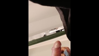 There are people behind the wall, and this naughty bitch sucks me | BLOWJOB IN STORE Fitting Room