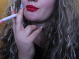 she smokes, blonde, smoke for you, redlips