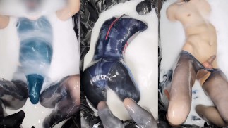 Leotards, pantyhoses, anal toys with lube play? Slime play? Lotion play? Whatever, that's fun