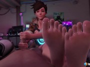 Preview 2 of Tracer Handjob with her Feet to Your Face (with sound) Overwatch 3d animation hentai anime game