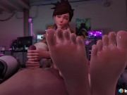 Preview 4 of Tracer Handjob with her Feet to Your Face (with sound) Overwatch 3d animation hentai anime game