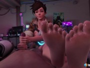 Preview 5 of Tracer Handjob with her Feet to Your Face (with sound) Overwatch 3d animation hentai anime game